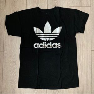 Adidas Black Tee with Metallic Logo